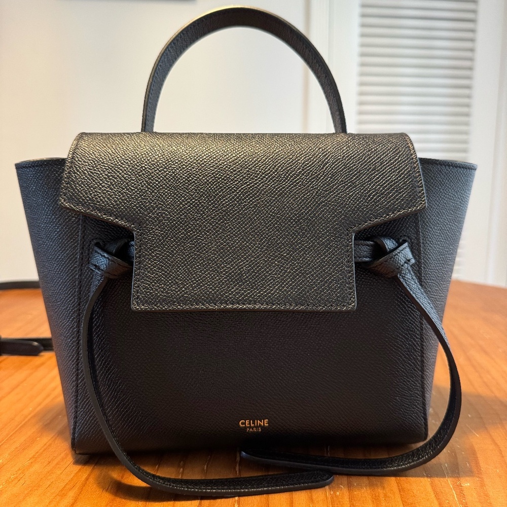 Celine Nano Belt Bag in Grained Calfskin Leather (Black) - Excellent Condition